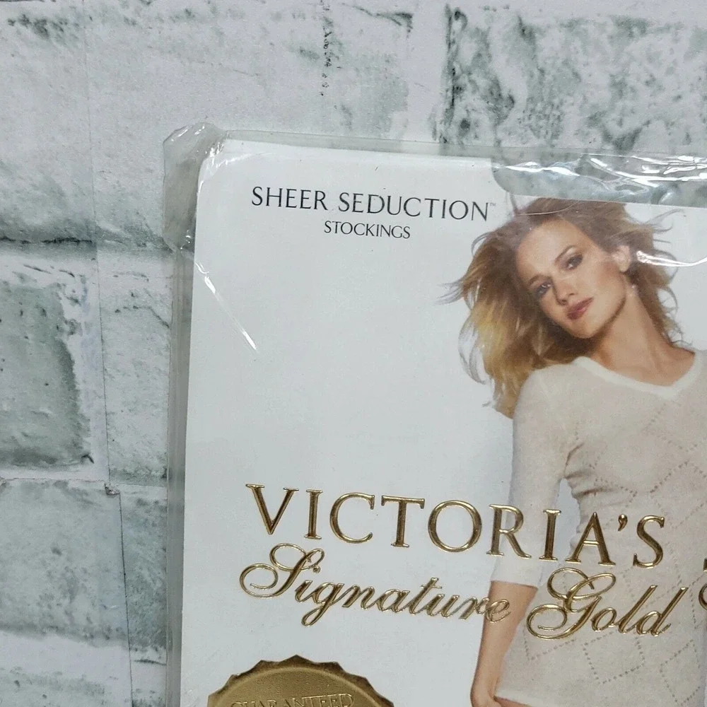 Vintage Victorias‎ Secret Signature Gold Sheer Seduction Stockings Black XS